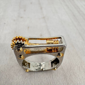 Sterling Silver Steampunk Ring Gears Geometric Stamped S925 Sz 7